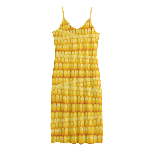 Corn Pattern Print Jersey Midi Cami Dress