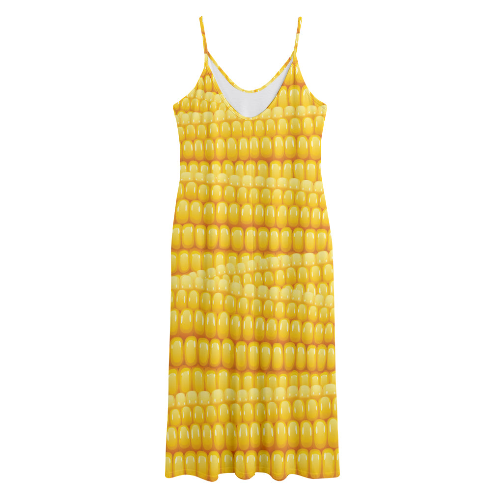 Corn Pattern Print Jersey Midi Cami Dress