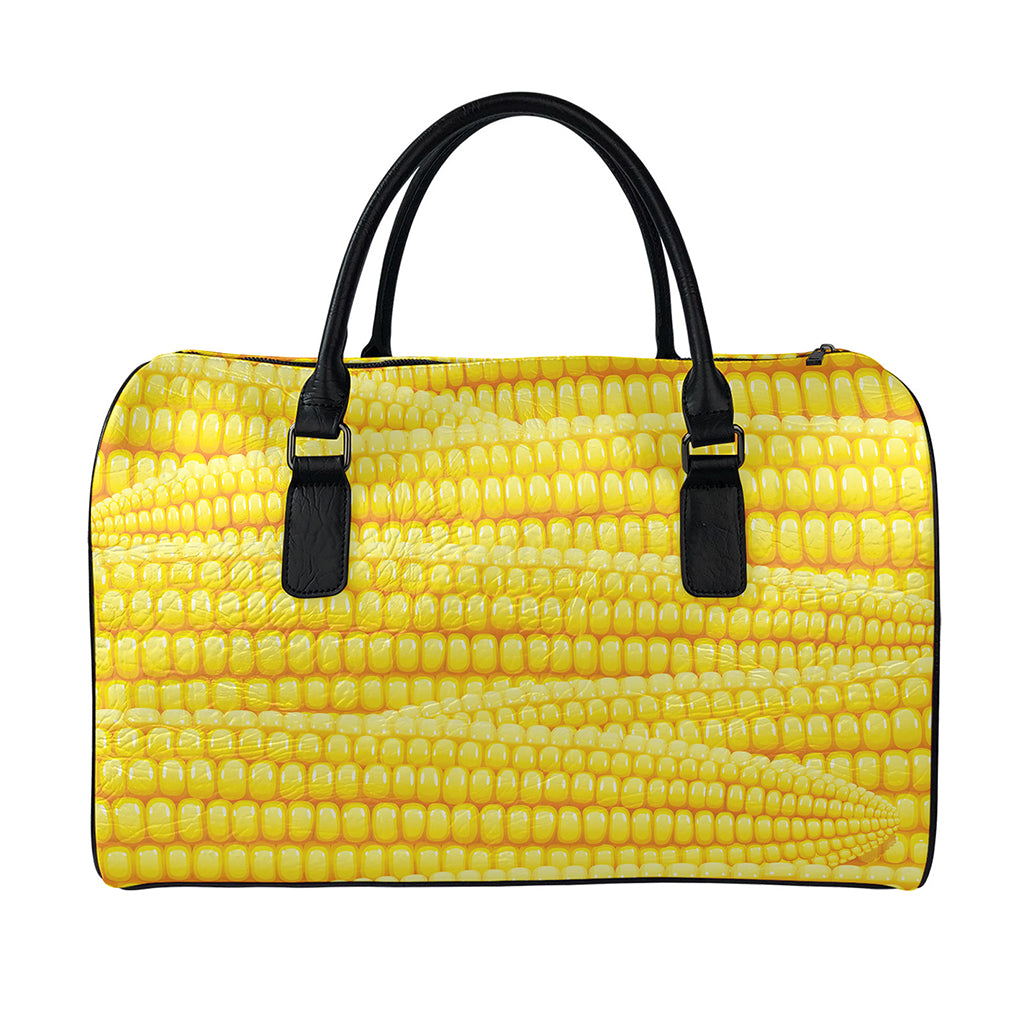 Corn Pattern Print Leather Duffle Bag