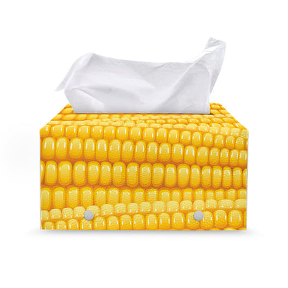 Corn Pattern Print Leather Tissue Box Cover