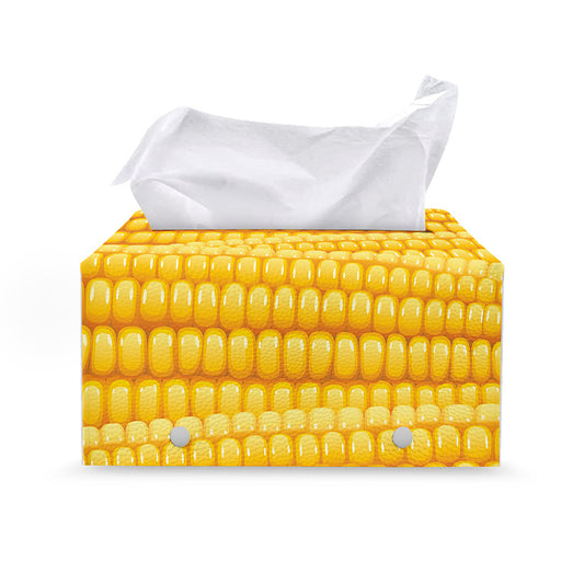 Corn Pattern Print Leather Tissue Box Cover