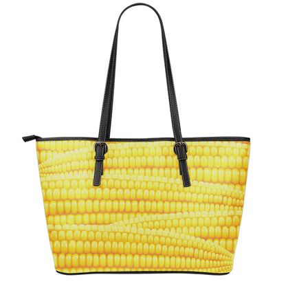 Corn Pattern Print Leather Tote Bag