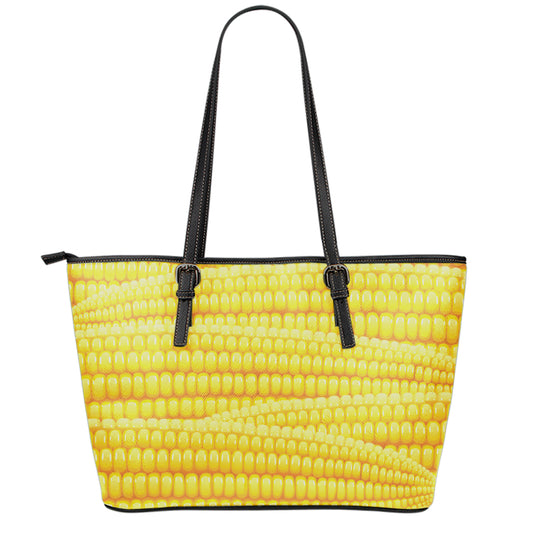 Corn Pattern Print Leather Tote Bag