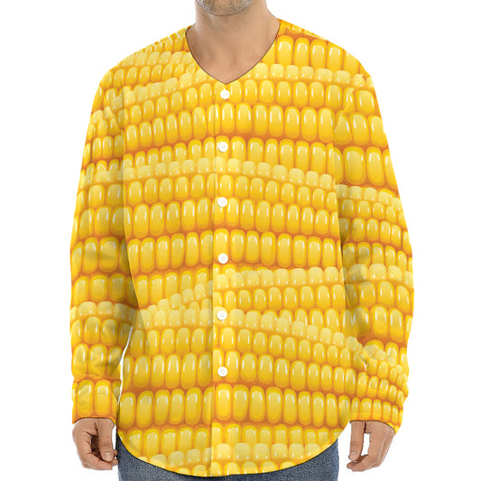Corn Pattern Print Long Sleeve Baseball Jersey