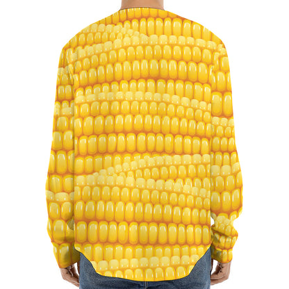 Corn Pattern Print Long Sleeve Baseball Jersey