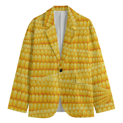 Corn Pattern Print Men's Cotton Blazer