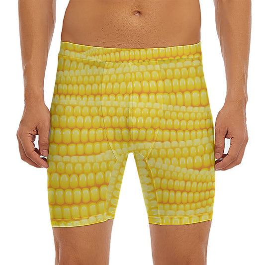 Corn Pattern Print Men's Long Boxer Briefs