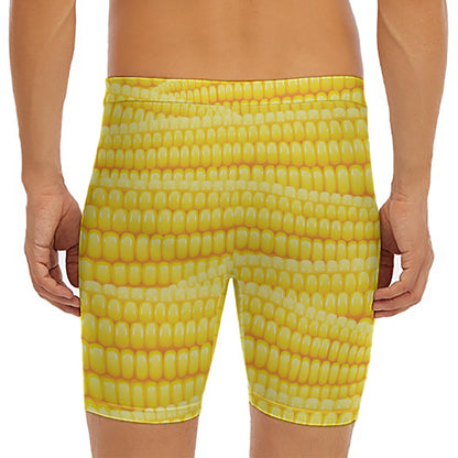 Corn Pattern Print Men's Long Boxer Briefs