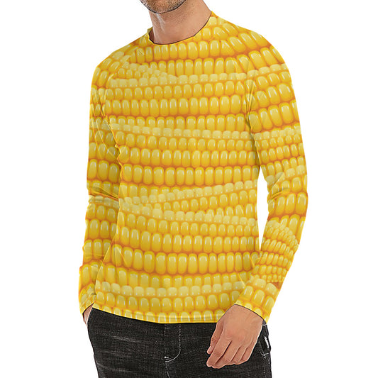 Corn Pattern Print Men's Long Sleeve Rash Guard