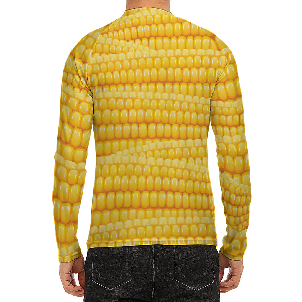 Corn Pattern Print Men's Long Sleeve Rash Guard
