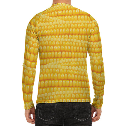 Corn Pattern Print Men's Long Sleeve Rash Guard