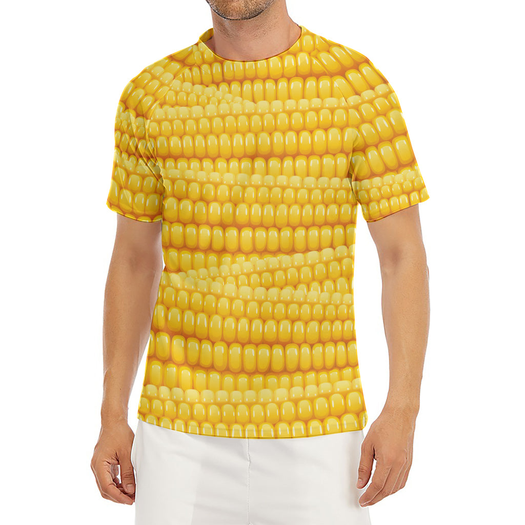 Corn Pattern Print Men's Short Sleeve Rash Guard