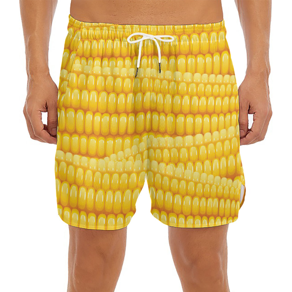 Corn Pattern Print Men's Split Running Shorts