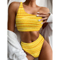 Corn Pattern Print One Shoulder Bikini Set