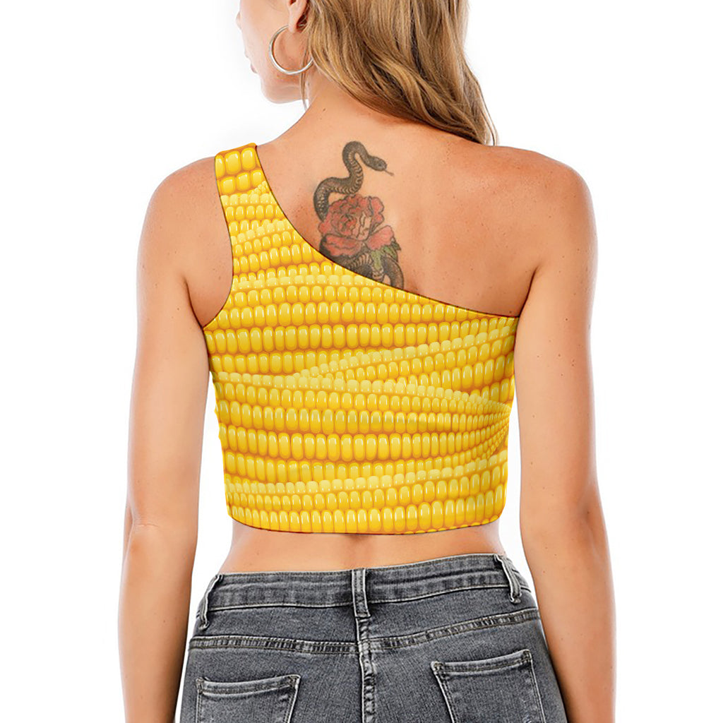 Corn Pattern Print One Shoulder Crop Top