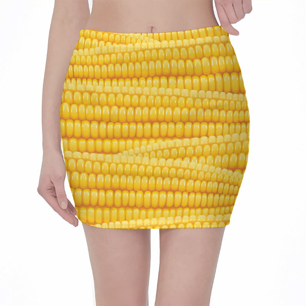 Corn Pattern Print Pencil Mini Skirt