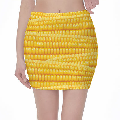 Corn Pattern Print Pencil Mini Skirt