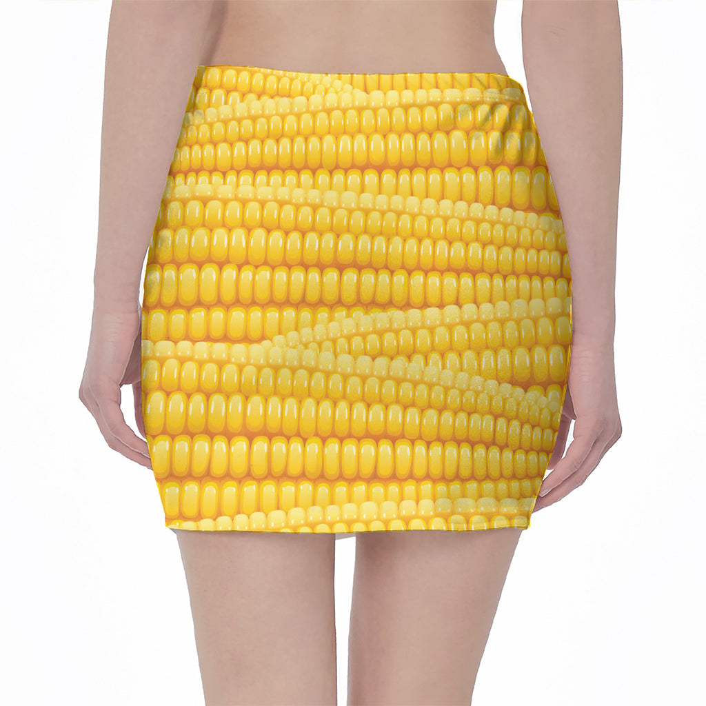 Corn Pattern Print Pencil Mini Skirt