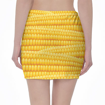 Corn Pattern Print Pencil Mini Skirt