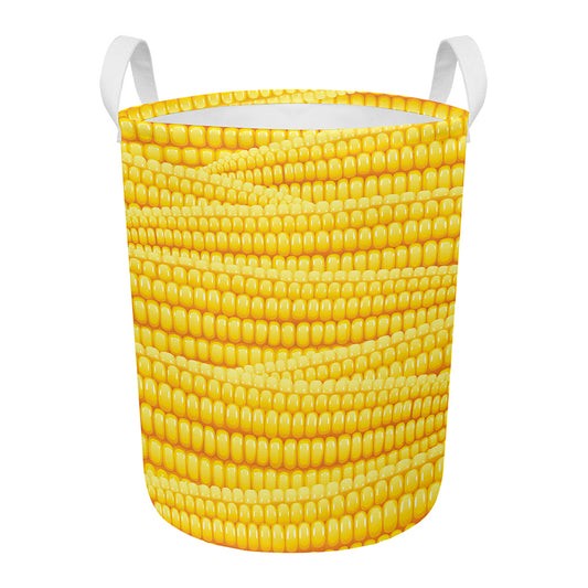 Corn Pattern Print Round Laundry Basket