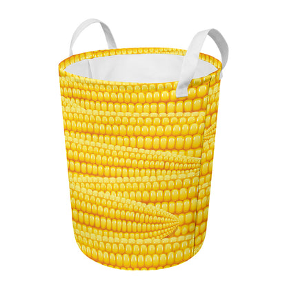 Corn Pattern Print Round Laundry Basket