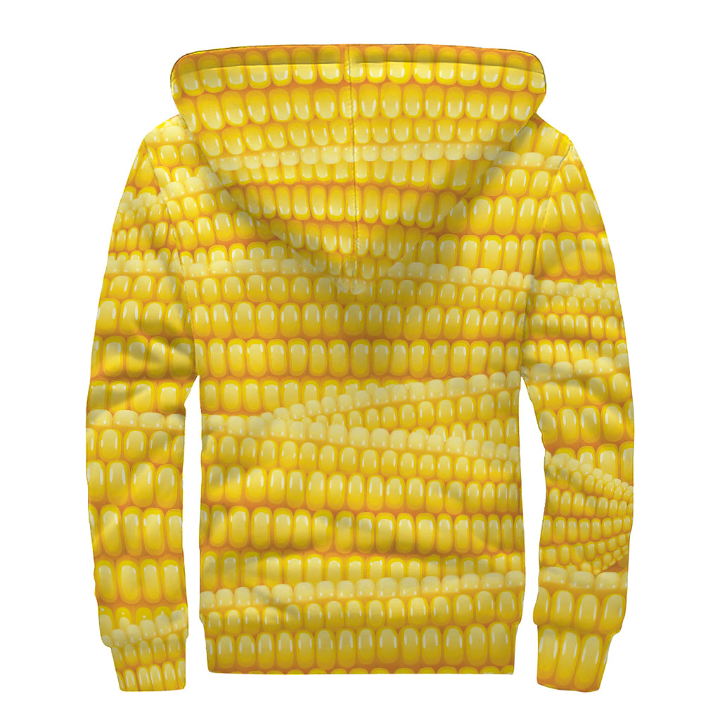 Corn Pattern Print Sherpa Lined Zip Up Hoodie