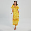 Corn Pattern Print Short Sleeve Maxi Dress