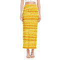 Corn Pattern Print Side Slit Maxi Skirt