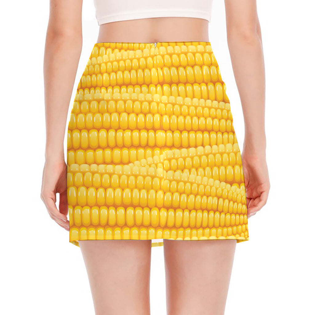 Corn Pattern Print Side Slit Mini Skirt