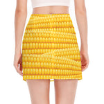 Corn Pattern Print Side Slit Mini Skirt