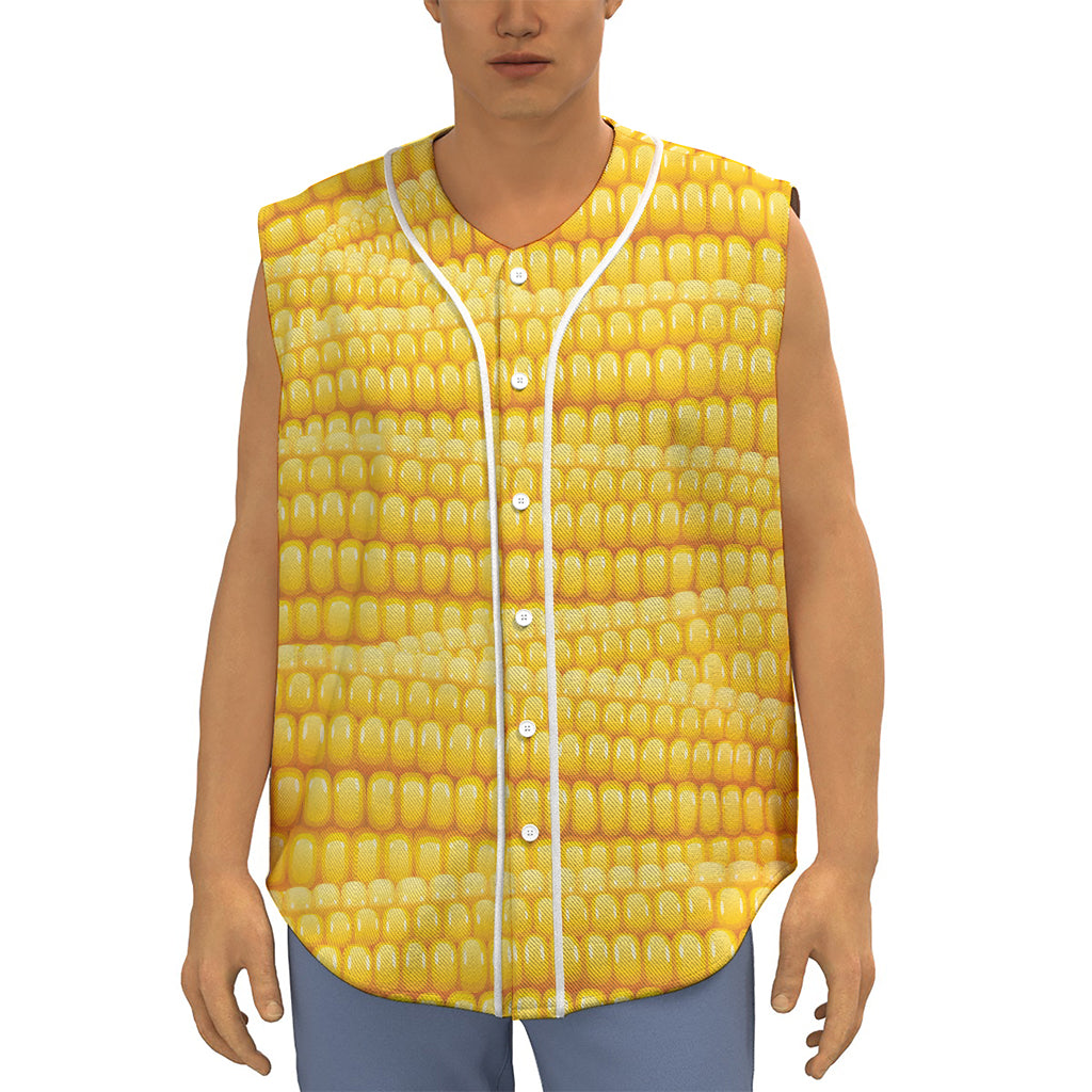 Corn Pattern Print Sleeveless Baseball Jersey