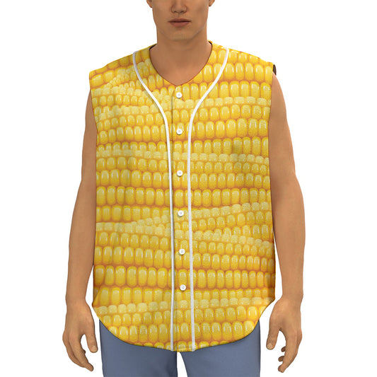 Corn Pattern Print Sleeveless Baseball Jersey