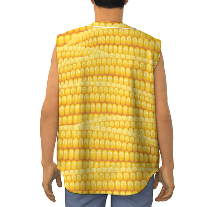 Corn Pattern Print Sleeveless Baseball Jersey
