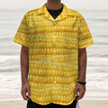 Corn Pattern Print Textured Short Sleeve Shirt