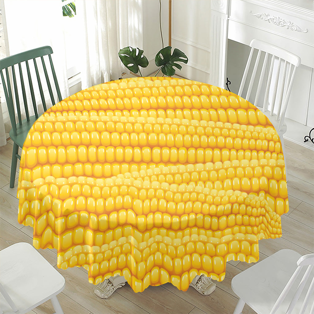 Corn Pattern Print Waterproof Round Tablecloth