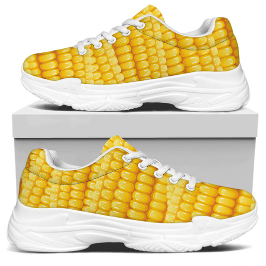 Corn Pattern Print White Chunky Shoes