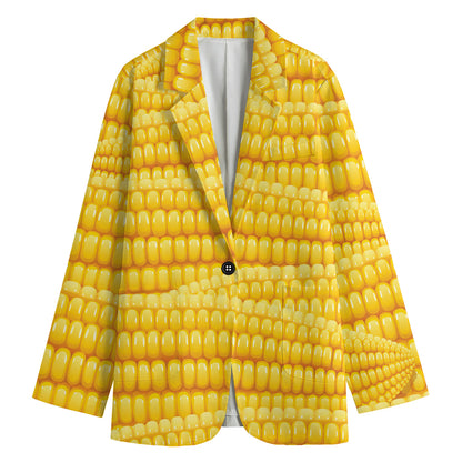 Corn Pattern Print Women's Cotton Blazer