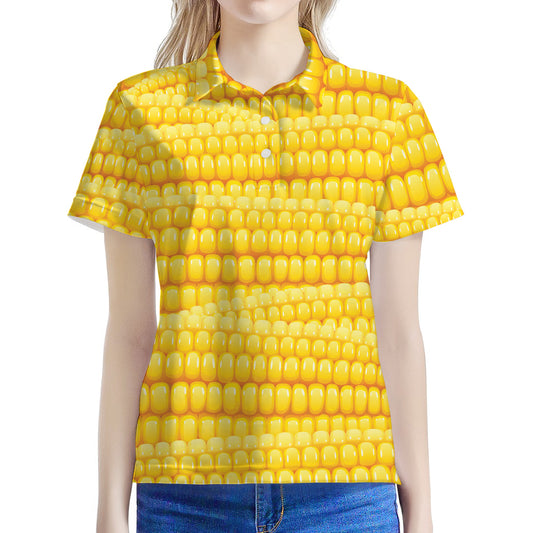 Corn Pattern Print Women's Polo Shirt