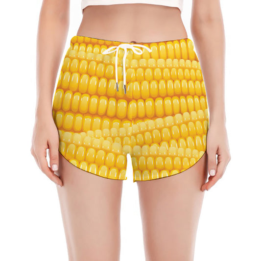 Corn Pattern Print Women's Split Running Shorts