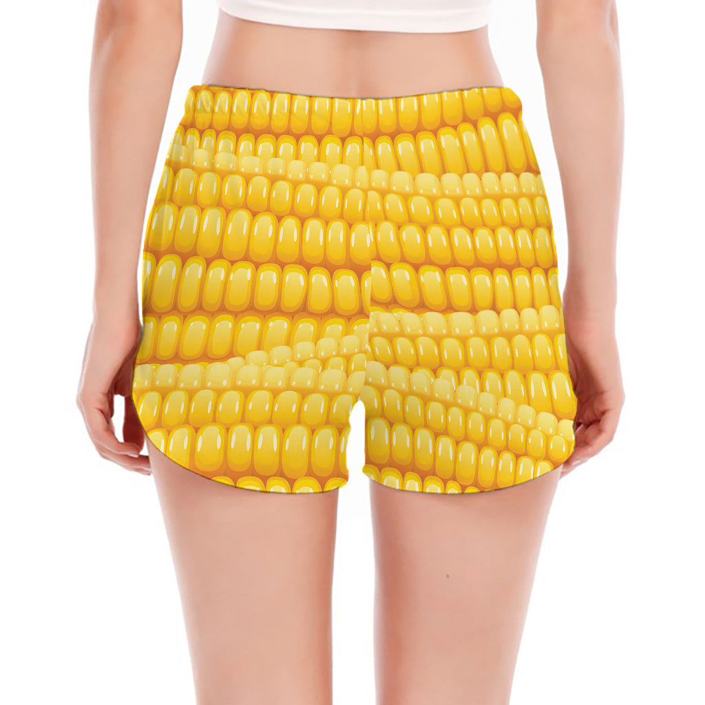 Corn Pattern Print Women's Split Running Shorts