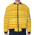 Corn Pattern Print Zip Sleeve Bomber Jacket
