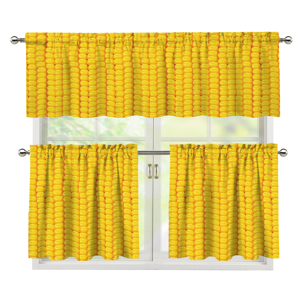 Corn Print 3 Piece Kitchen Curtains