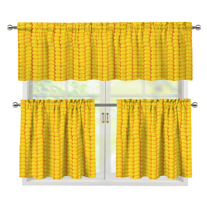 Corn Print 3 Piece Kitchen Curtains