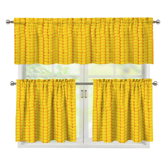 Corn Print 3 Piece Kitchen Curtains