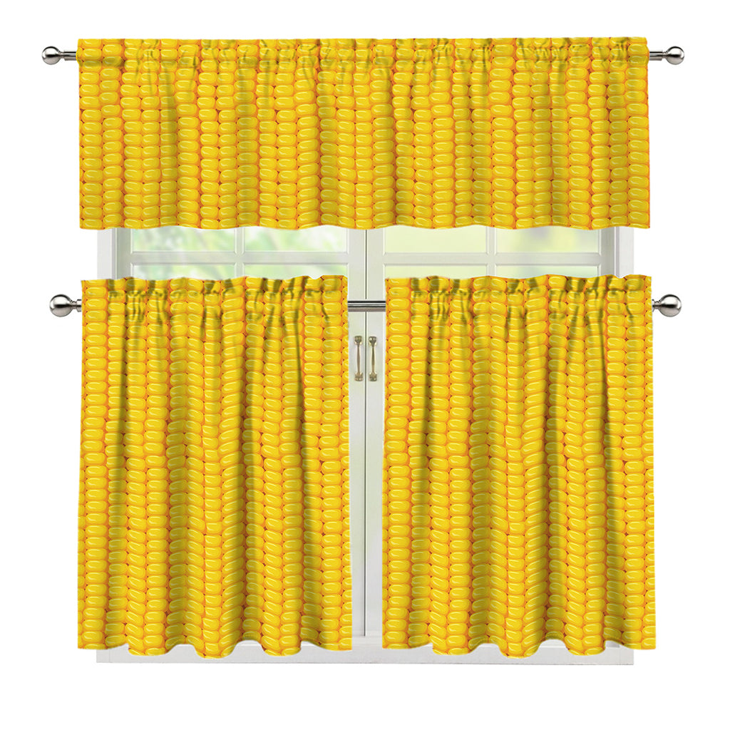 Corn Print 3 Piece Kitchen Curtains
