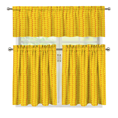 Corn Print 3 Piece Kitchen Curtains