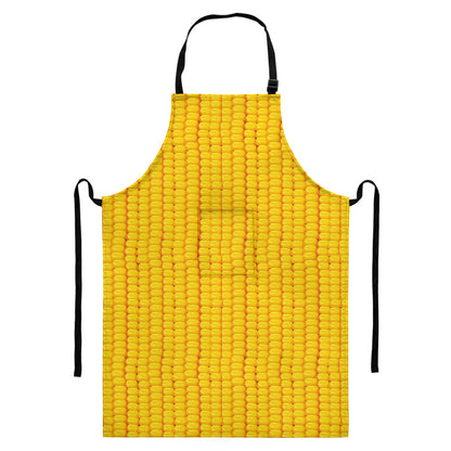 Corn Print Bib Apron With Pocket