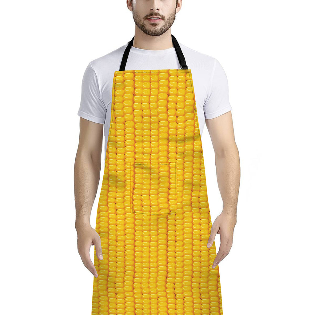 Corn Print Bib Apron With Pocket