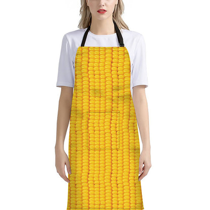 Corn Print Bib Apron With Pocket