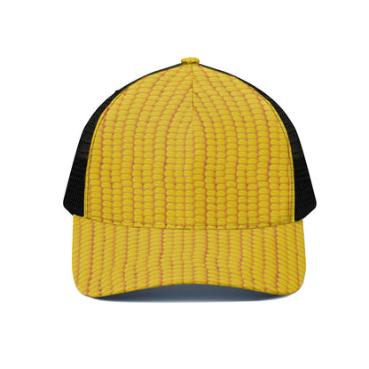 Corn Print Black Mesh Trucker Cap